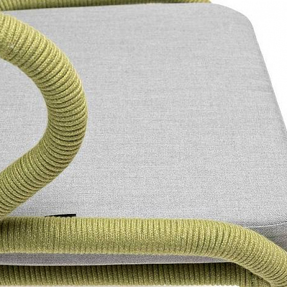 Стул Милан 4SIS плетеный из роупа, каркас алюминий светло-серый (RAL7035) муар, роуп салатовый меланж круглый, ткань светло-серая фото 2