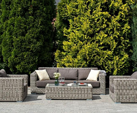 Диван трехместный Боно 4SIS из искусственного ротанга, цвет серый