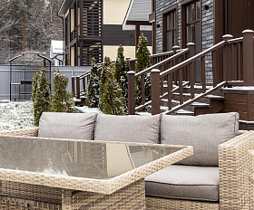 Обеденный комплект Karl Royal Family из искусственного ротанга с обеденным столом, цвет бежевый