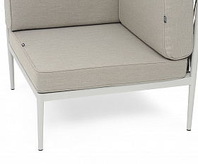 Касабланка угловой модуль плетеный из роупа, каркас алюминий светло-серый (RAL7035) муар, роуп серо-коричневый 23мм, ткань бежевая 15052