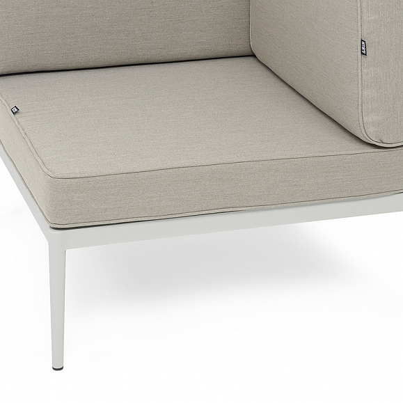 Касабланка угловой модуль плетеный из роупа, каркас алюминий светло-серый (RAL7035) муар, роуп серо-коричневый 23мм, ткань бежевая 15052 фото 6