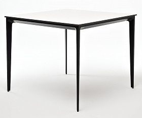 Малага обеденный стол из HPL 90х90см, цвет молочный, каркас черный