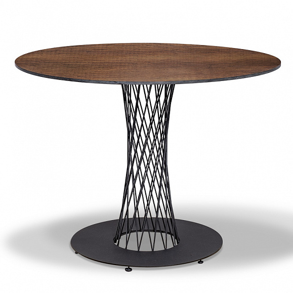 Диего обеденный стол из HPL круглый Ø100см, цвет дуб, каркас черный фото 1