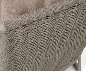 Фиджи диван 3-местный плетеный из роупа, каркас алюминий светло-серый (RAL7035) муар, роуп серый меланж круглый, ткань Mossle бежевая