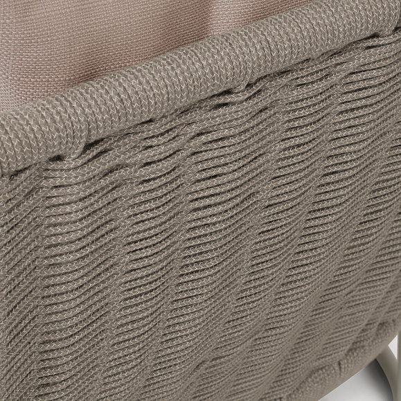 Фиджи диван 3-местный плетеный из роупа, каркас алюминий светло-серый (RAL7035) муар, роуп серый меланж круглый, ткань Mossle бежевая фото 4