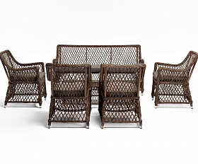 Лаунж-зона Асти 4SIS из искусственного ротанга, цвет коричневый 6 персон