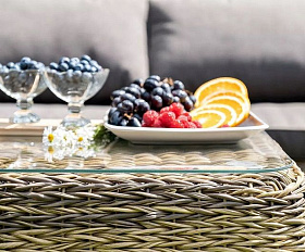 Журнальный столик Кальяри 4SIS из искусственного ротанга (гиацинт), цвет соломенный