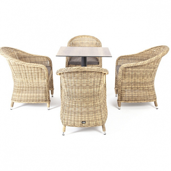 Каффе обеденная группа на 4 персоны, стулья соломенные фото 2
