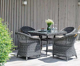 Обеденная группа Фредо 4SIS из искусственного ротанга, цвет графит