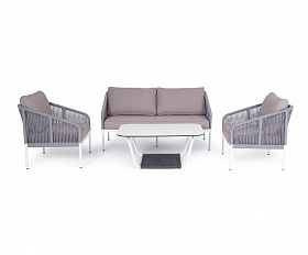 Лаунж-зона 4-местная Канны 4SIS из роупа (веревки), цвет светло-серый