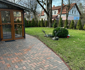 Тротуарная клинкерная брусчатка ЛСР Глазго 200х100х50 мм, темно-красный флешинг