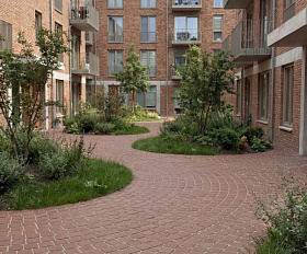 Клинкерная брусчатка ЛСР Мюнхен квадро R25 100х100х50 мм, коричневый