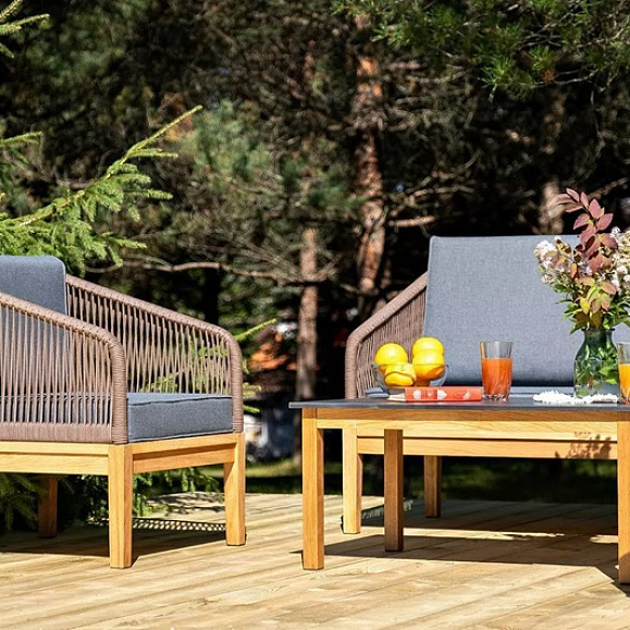 Лаунж-зона 4-местная Канны 4SIS из роупа (веревки), основание дуб, цвет коричневый фото 13