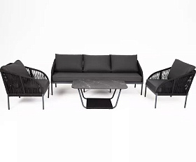 Плетеная лаунж-зона Канны 4SIS из роупа (веревки), цвет темно-серый