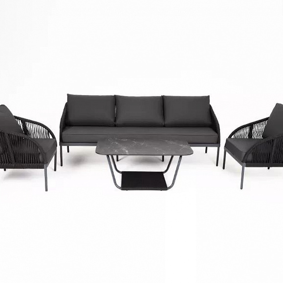 Плетеная лаунж-зона Канны 4SIS из роупа (веревки), цвет темно-серый фото 5