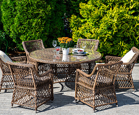 Эспрессо плетеный круглый стол, диаметр 150 см, цвет коричневый