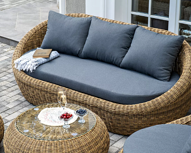 Лаунж-Зона Барселона 4SIS из искусственного ротанга, цвет соломенный