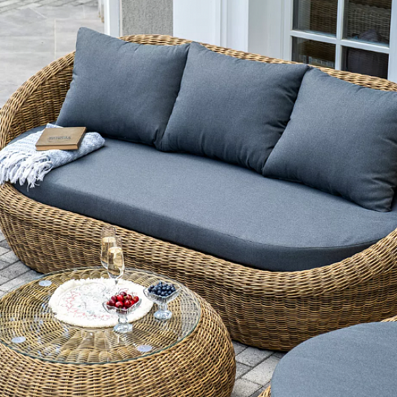 Лаунж-Зона Барселона 4SIS из искусственного ротанга, цвет соломенный фото 6