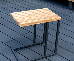 Кофейный стол Amal Brafritid маленький, антрацит/натуральный, алюминий/тик