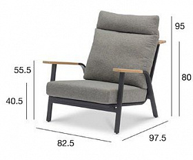 Комплект лаунж мебели Malmo Brafritid с 3-х местным диваном,антрацит/светло-серый, алюминий