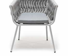Монако стул плетеный из роупа, каркас алюминий светло-серый (RAL7035) муар, роуп светло-серый 40 мм, ткань светло-серая