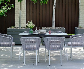 Плетеный стул Марсель 4SIS из роупа (веревки), цвет светло-серый, каркас белый