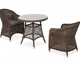 Обеденная группа Эспрессо–80 R 4SIS из искусственного ротанга, цвет коричневый