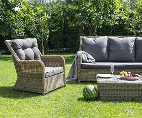 Лаунж-зона Гляссе 4SIS из искусственного ротанга, цвет соломенный