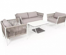 Плетеная лаунж-зона Касабланка 4SIS из роупа (веревки), цвет серо-коричневый