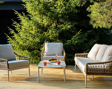 Лаунж-Зона Венеция 4SIS из искусственного ротанга, цвет соломенный