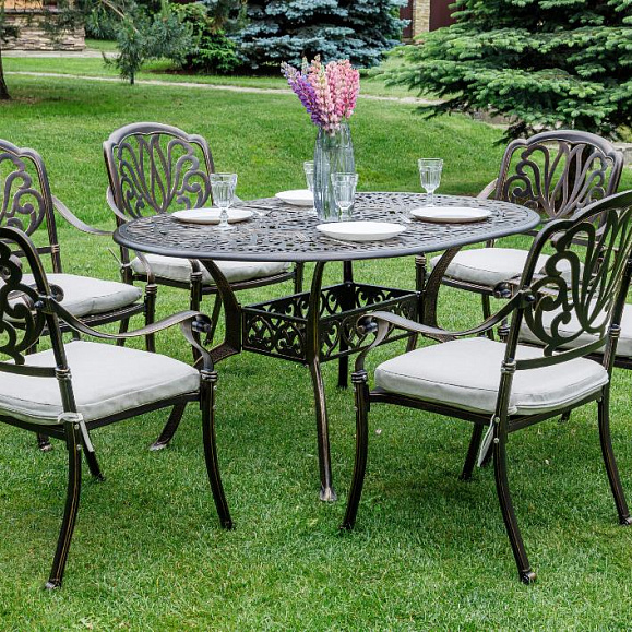 Обеденный комплект Wilhelm Royal Family из литого алюминия на 6 персон. Овальный стол фото 1