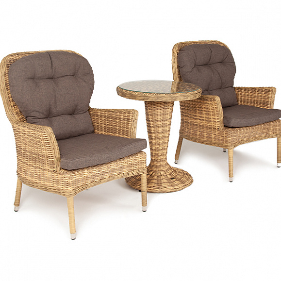 Алиса кофейный комплект из искусственного ротанга, цвет соломенный фото 4