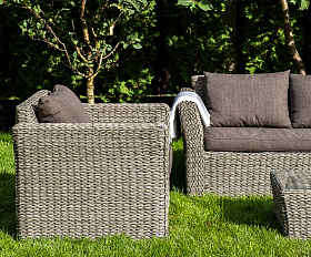 Капучино лаунж-зона из искусственного ротанга (гиацинт), цвет серый