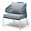 Кресло плетеное Милан 4SIS из роупа, каркас алюминий светло-серый (RAL7035) шагрень, роуп бирюзовый круглый, ткань светло-серая