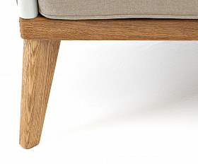 Касабланка кресло плетеное из роупа, основание дуб, каркас алюминий светло-серый (RAL7035) муар, роуп серо-коричневый 23мм, ткань бежевая 15052