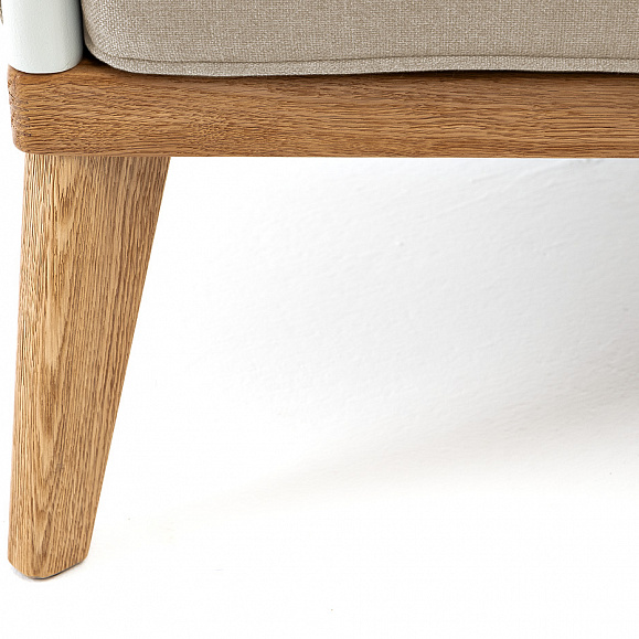 Касабланка кресло плетеное из роупа, основание дуб, каркас алюминий светло-серый (RAL7035) муар, роуп серо-коричневый 23мм, ткань бежевая 15052 фото 6