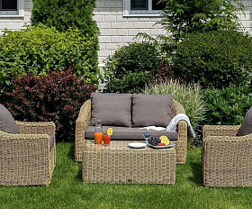 Диван двухместный Кон Панна 4SIS из искусственного ротанга, цвет соломенный