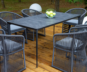 Романо обеденная группа на 6 персон, каркас темно-серый, роуп темно-серый