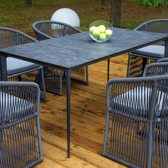 Романо обеденная группа на 6 персон, каркас темно-серый, роуп темно-серый фото 5