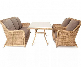 Обеденная группа Гляссе 4SIS из искусственного ротанга, цвет соломенный