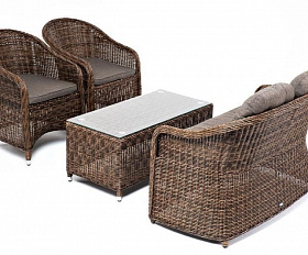 Лаунж-зона Равенна 4SIS из искусственного ротанга, цвет коричневый