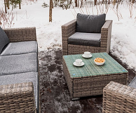 Лаунж-зона Karl Royal Family из искусственного ротанга с трёхместным диваном, цвет серый
