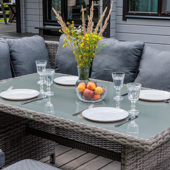 Угловой комплект Zorro Wood Royal Family из искусственного ротанга, цвет серый фото 3