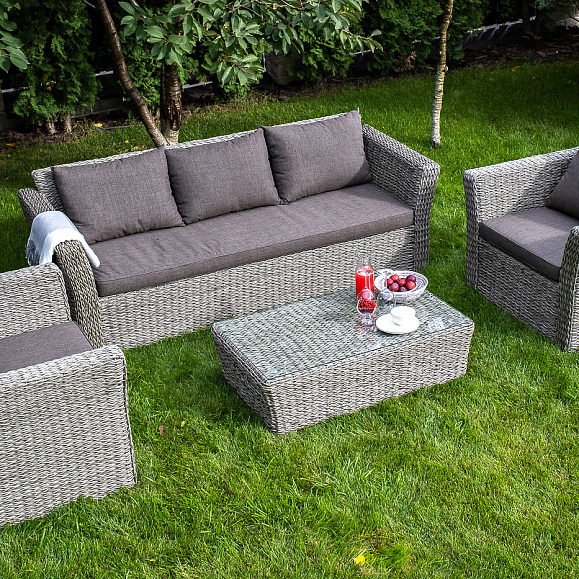 Капучино журнальный столик из искусственного ротанга (гиацинт), цвет cерый фото 5