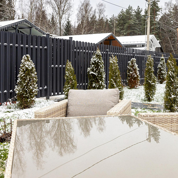 Обеденный комплект Karl Royal Family из искусственного ротанга с обеденным столом, цвет бежевый фото 3