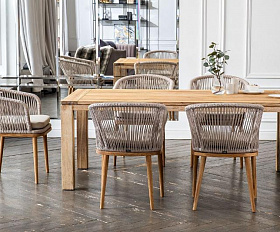 Обеденная группа Мадейра 4SIS из роупа (веревки) на 6 персон, цвет бежевый