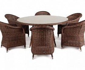 Обеденная группа Эспрессо-150 R 4SIS из искусственного ротанга, цвет коричневый