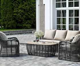 Ницца лаунж-зона из искусственного ротанга, цвет бронзовый