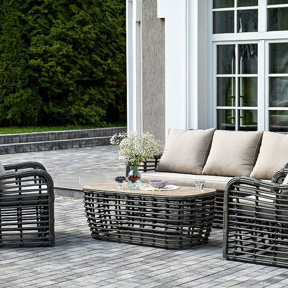 Ницца лаунж-зона из искусственного ротанга, цвет бронзовый фото 2