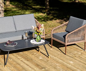 Канны лаунж-зона 5-местная плетеная из роупа (веревки), роуп коричневый